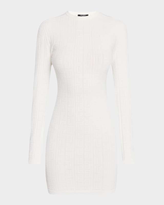 Monogram Long-Sleeve Knit Bodycon Dress